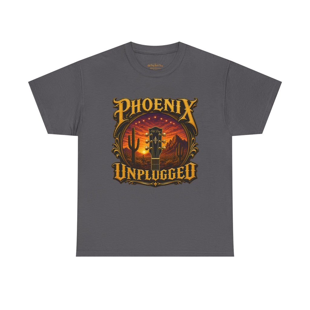 Phoenix Unplugged Tee — Desert Sunset Guitar Band Shirt