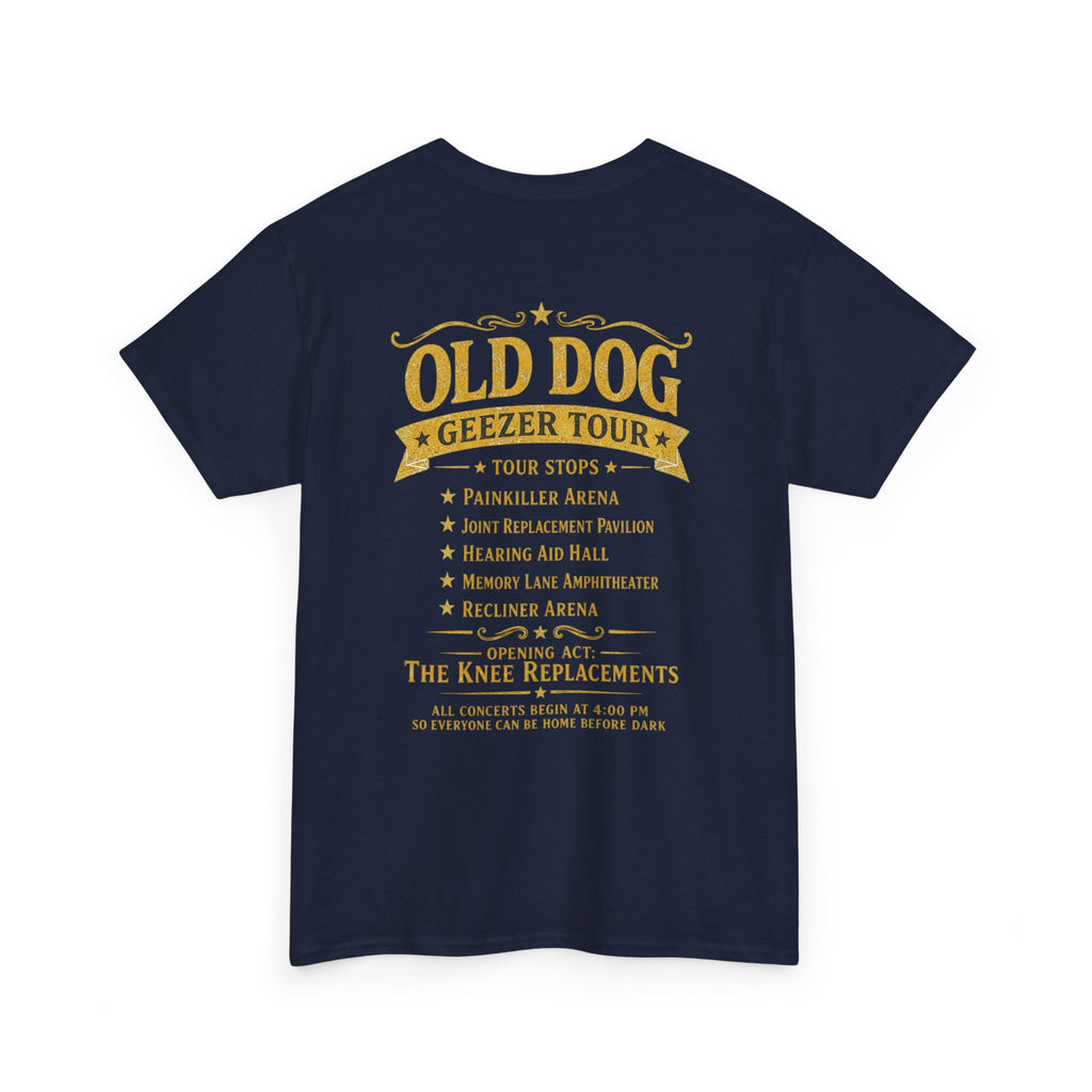 T-Shirt — "Old Dog" Retro Skull Design "Too Tough to Quit" Vintage Biker Tee