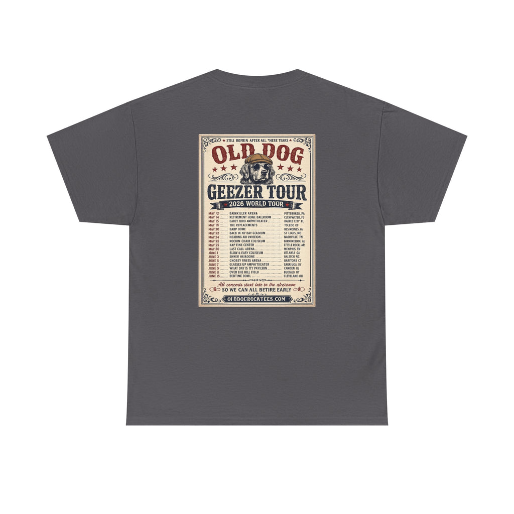 Old Dog Geezer Tour T-Shirt — Vintage Rock Tour Poster Tee