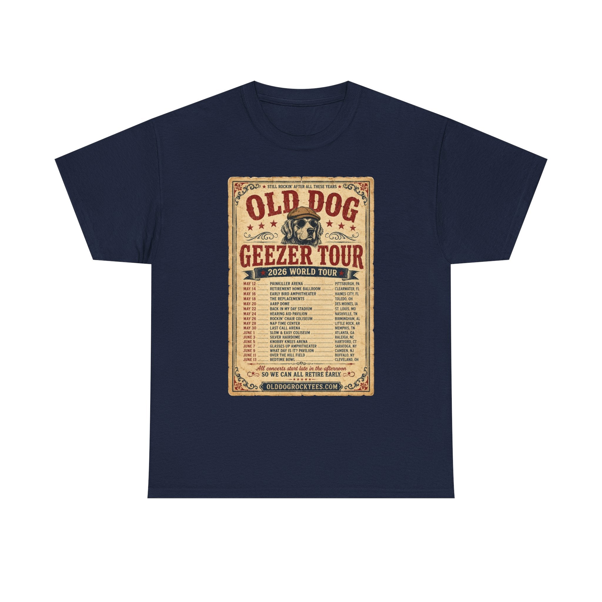 Old Dog Geezer Tour T-Shirt — Vintage Concert Poster Tee