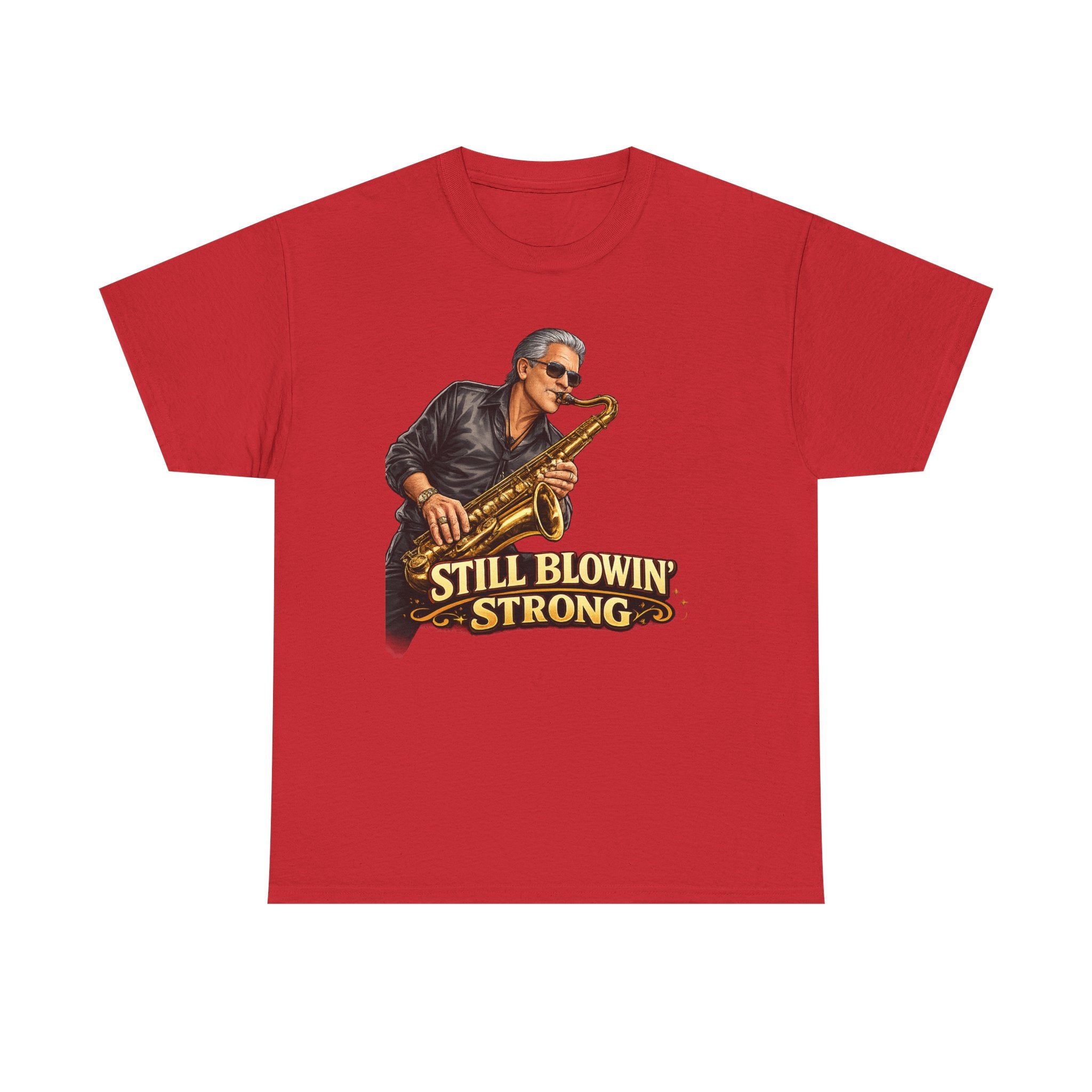 Saxophone Tee — “Still Blowin' Strong” Vintage Jazz Music T-Shirt