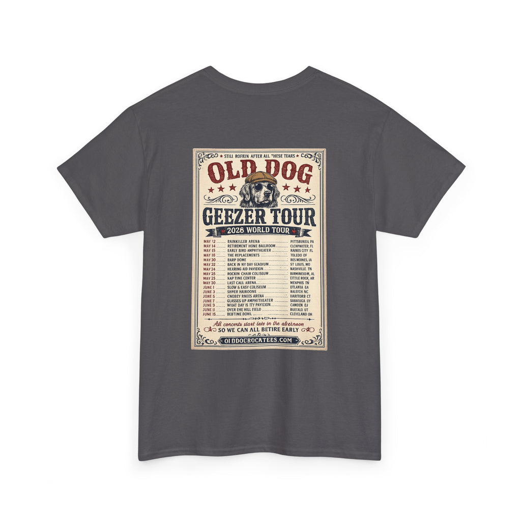 Old Dog Geezer Tour T-Shirt — Vintage Rock Tour Poster Tee