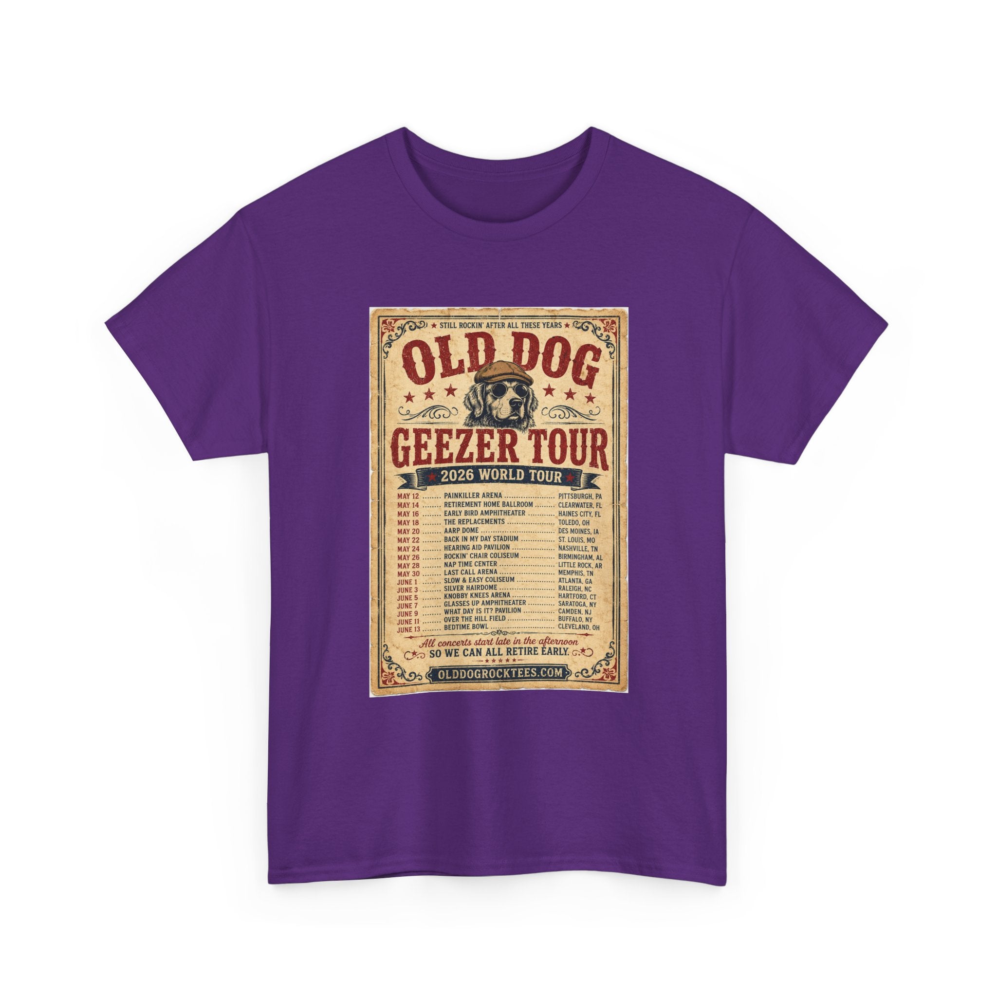 Old Dog Geezer Tour Vintage Concert Poster Tee