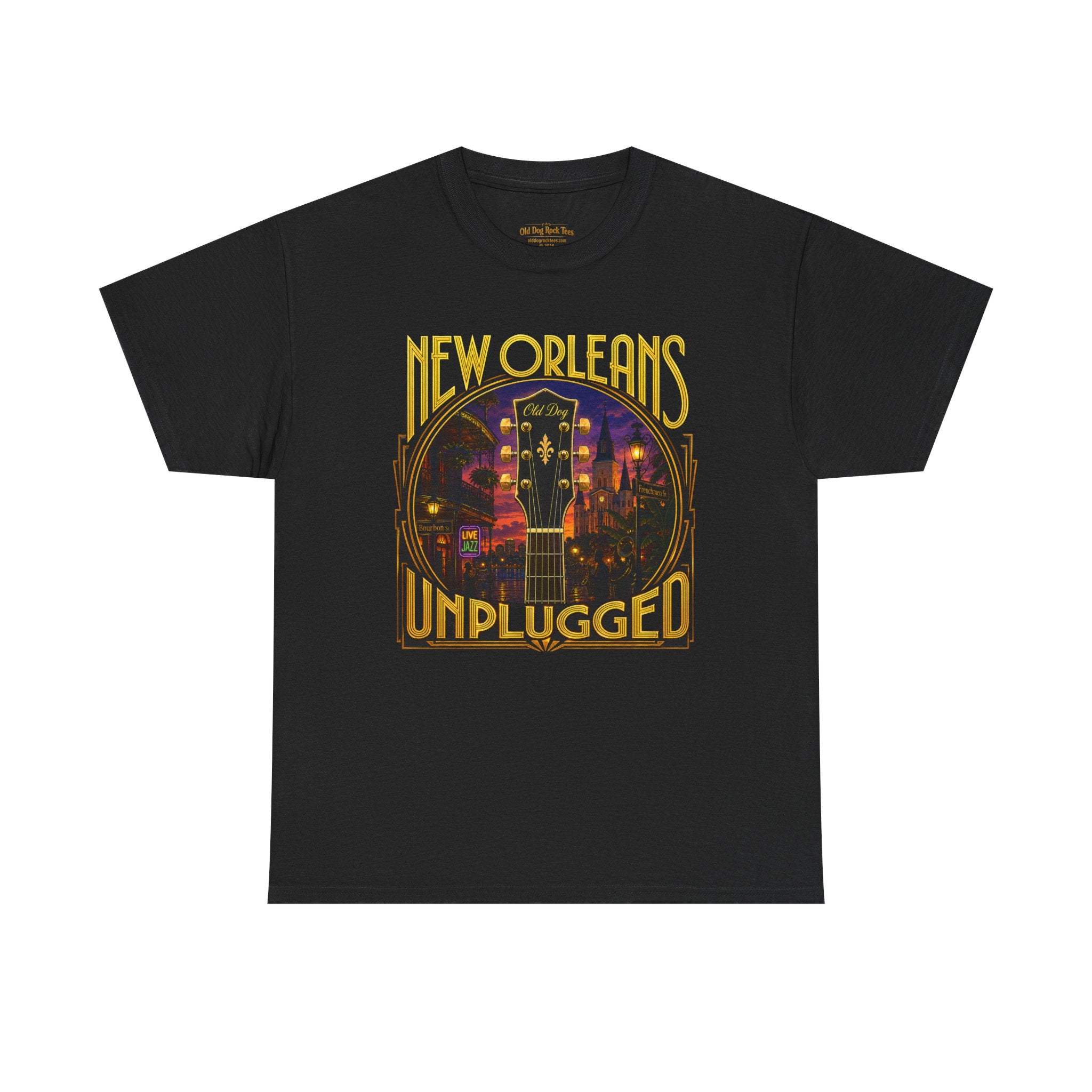 New Orleans Unplugged Guitar T-Shirt — Jazz Night Music Tee