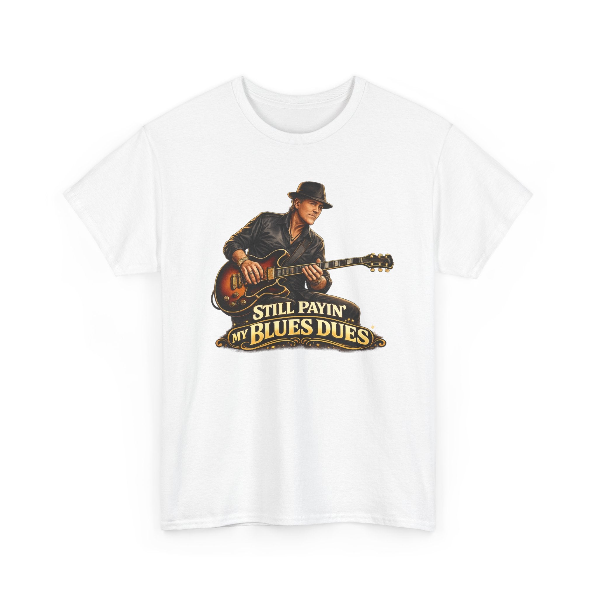 Blues Guitar Tee — "Still Payin' My Blues Dues" Vintage Music T-Shirt