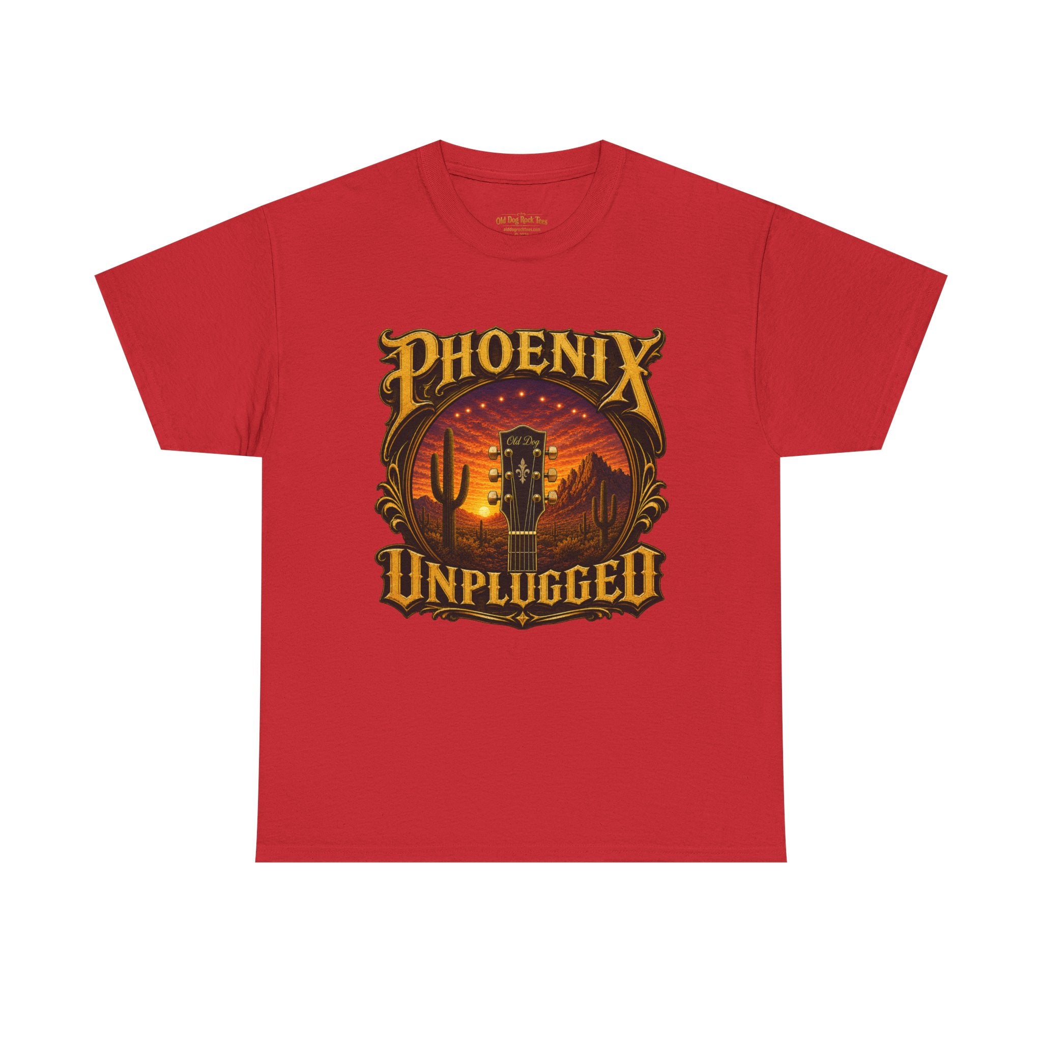 Phoenix Unplugged Tee — Desert Sunset Guitar Band Shirt