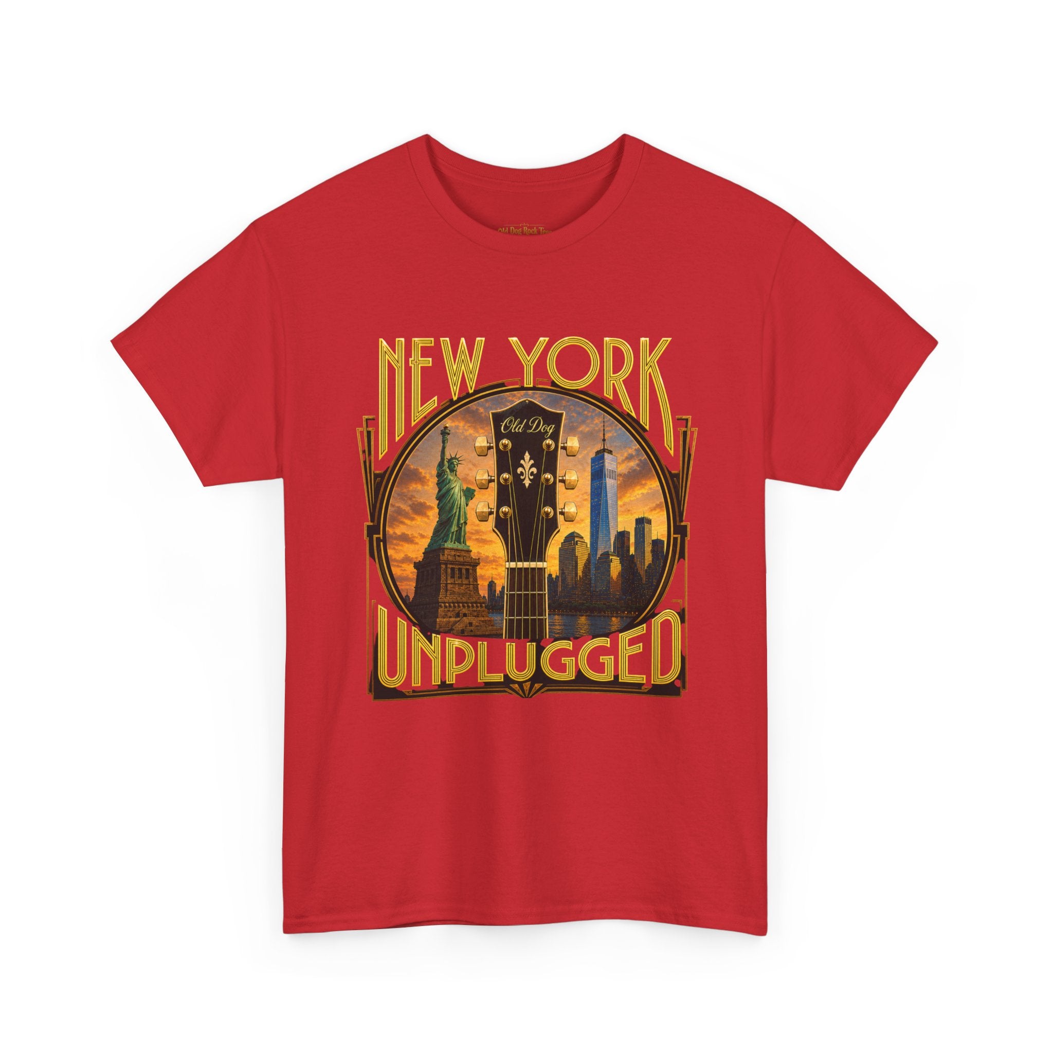 T-Shirt — "New York Unplugged" Vintage Skyline Music Tee