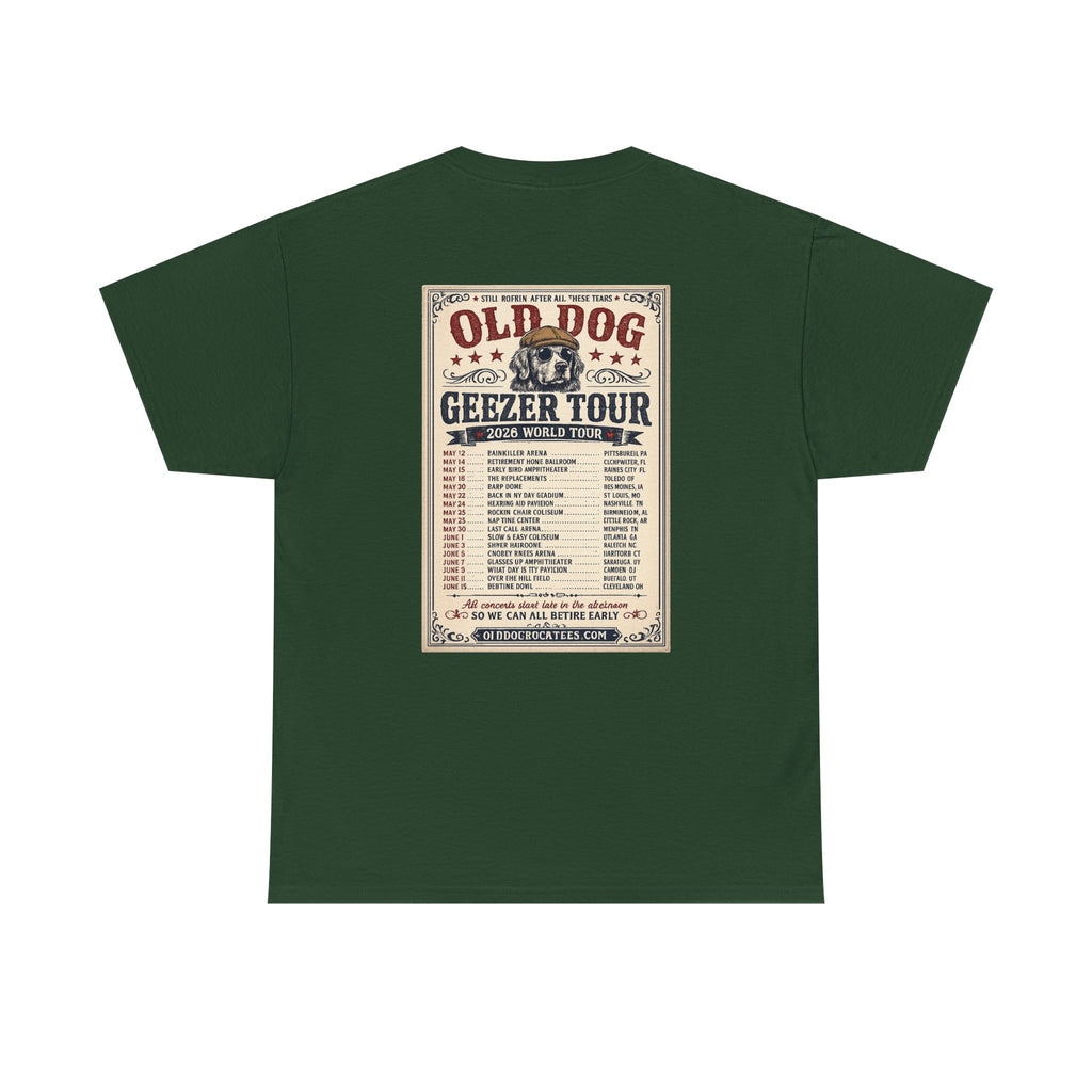 Old Dog Geezer Tour T-Shirt — Vintage Rock Tour Poster Tee