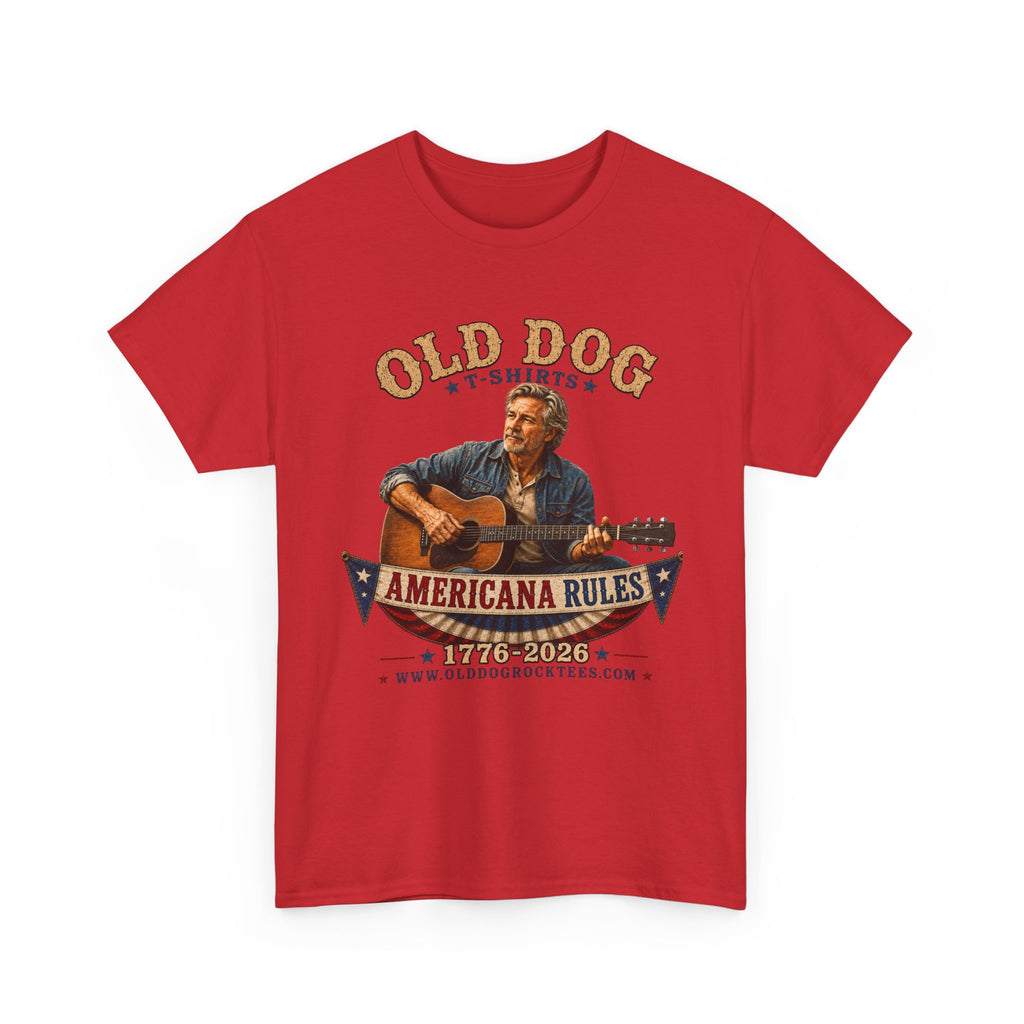 Americana Rules Tee     Old Dog Guitar Vintage Music T Shirt