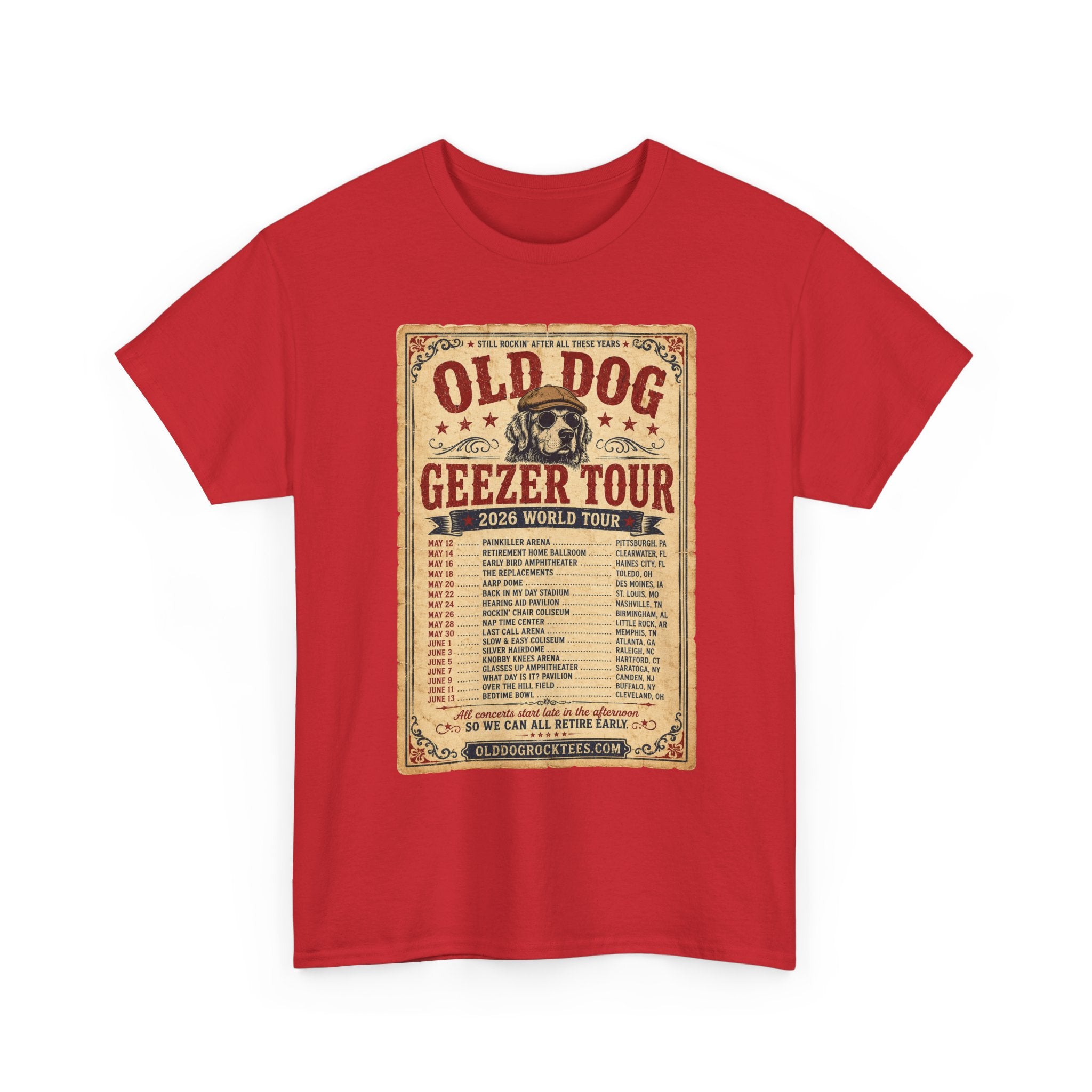 Old Dog Geezer Tour T-Shirt — Vintage Concert Poster Tee