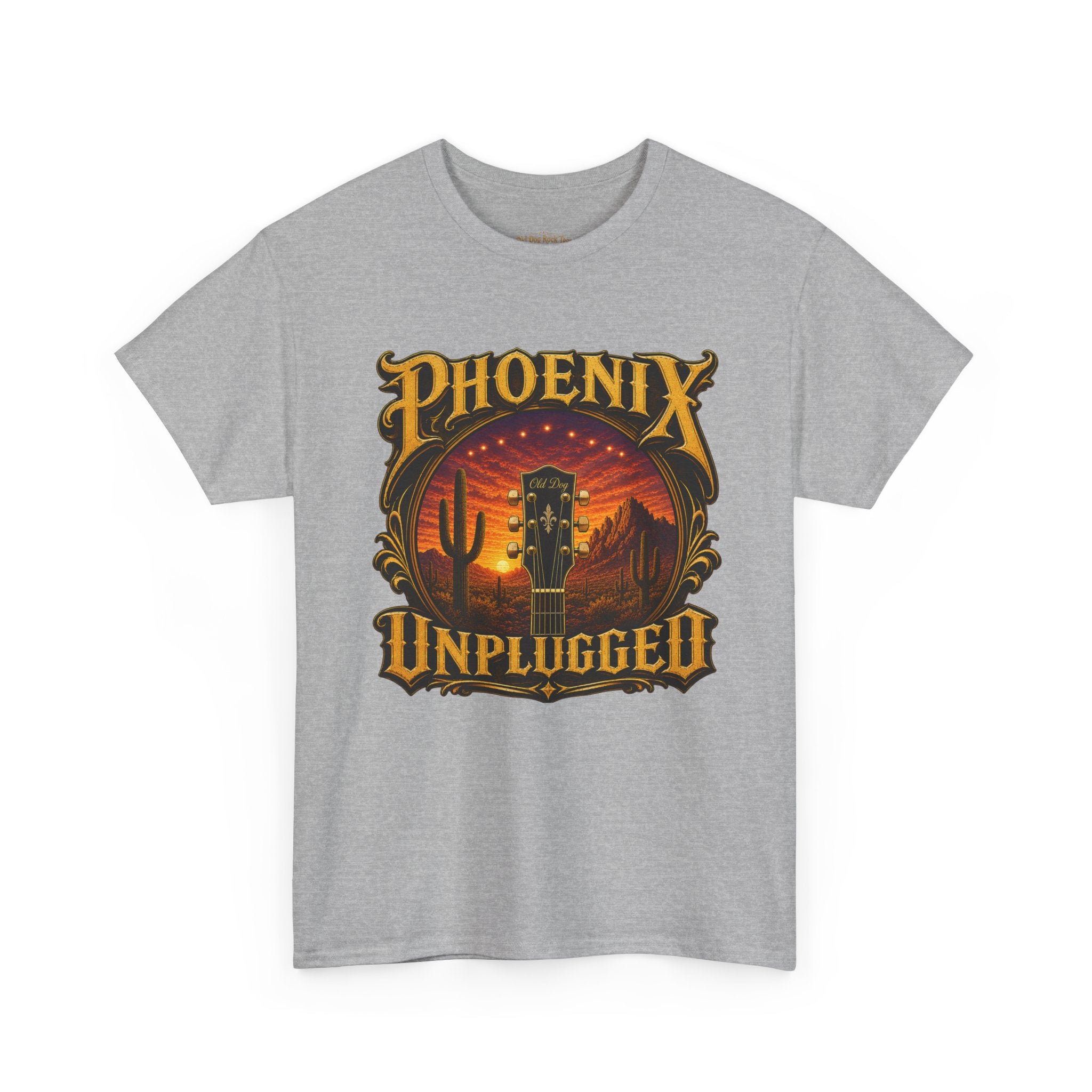 Phoenix Unplugged Tee — Desert Sunset Guitar Band Shirt