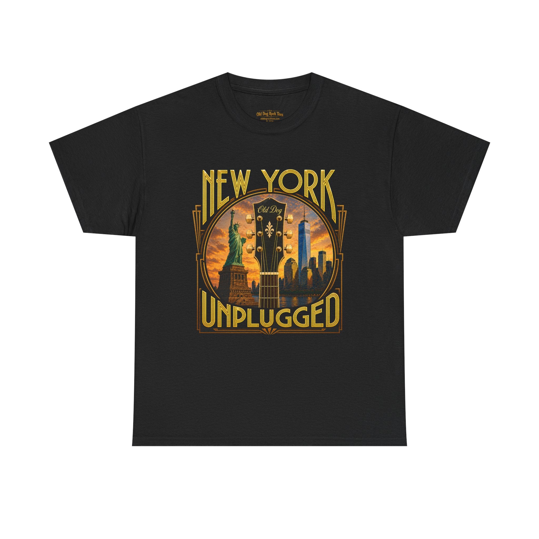 T-Shirt — "New York Unplugged" Vintage Skyline Music Tee