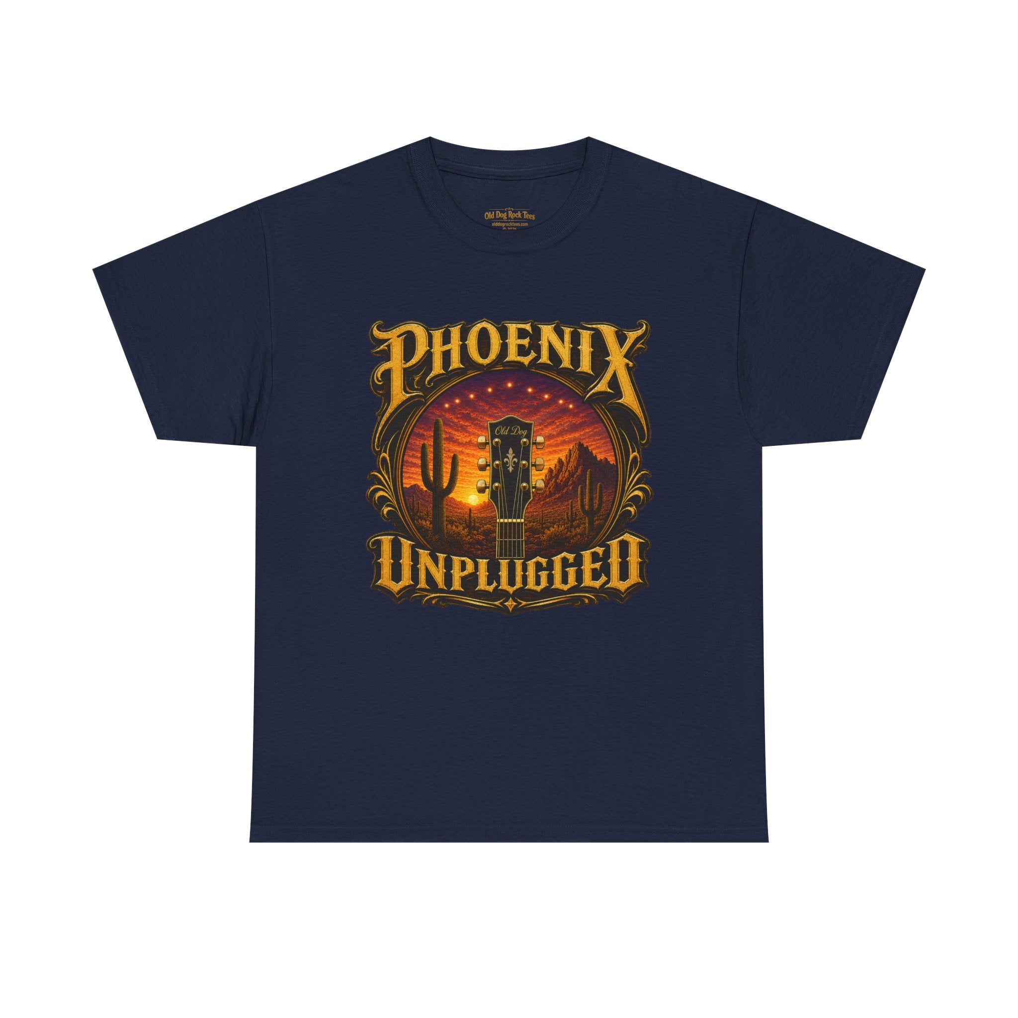 Phoenix Unplugged Tee — Desert Sunset Guitar Band Shirt