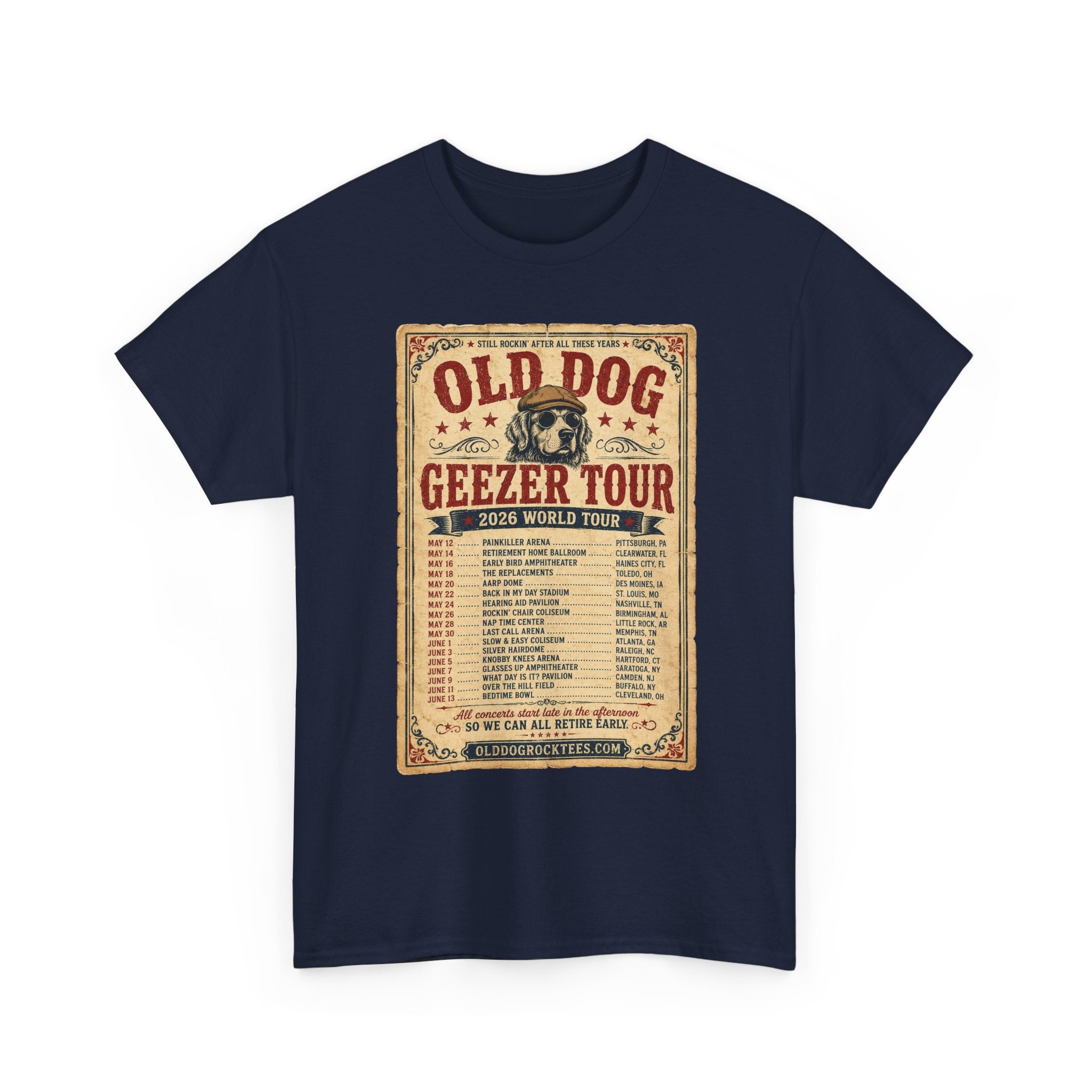 Old Dog Geezer Tour T-Shirt — Vintage Concert Poster Tee
