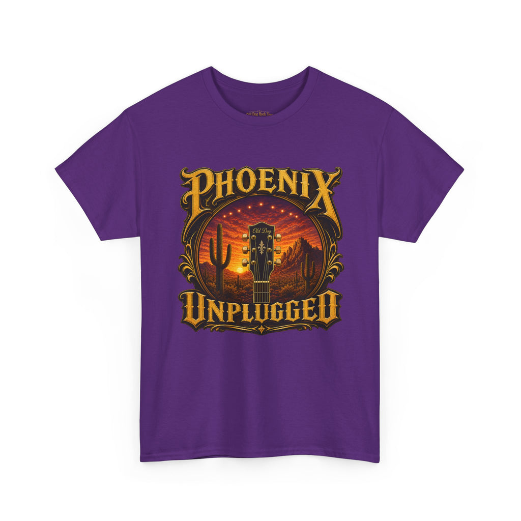 Phoenix Unplugged Tee — Desert Sunset Guitar Band Shirt