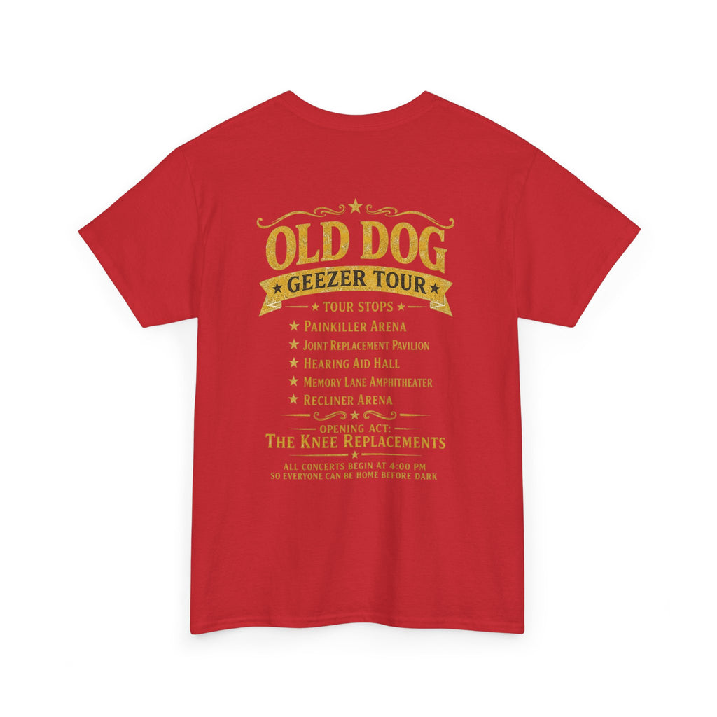 T-Shirt — "Old Dog" Retro Skull Design "Too Tough to Quit" Vintage Biker Tee
