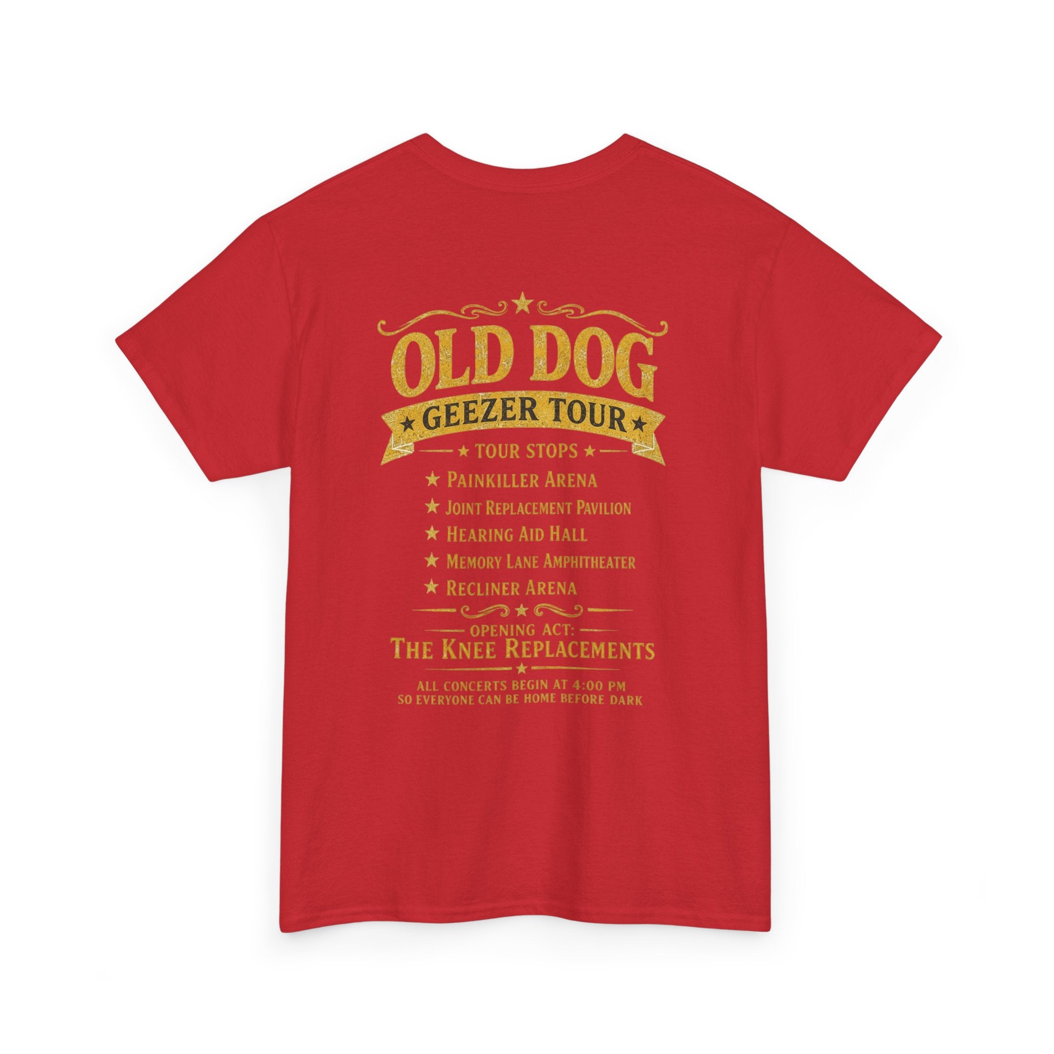T-Shirt — "Old Dog" Retro Skull Design "Too Tough to Quit" Vintage Biker Tee