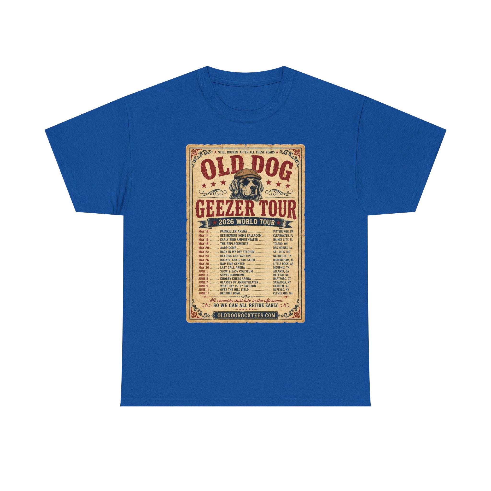 Old Dog Geezer Tour T-Shirt — Vintage Concert Poster Tee