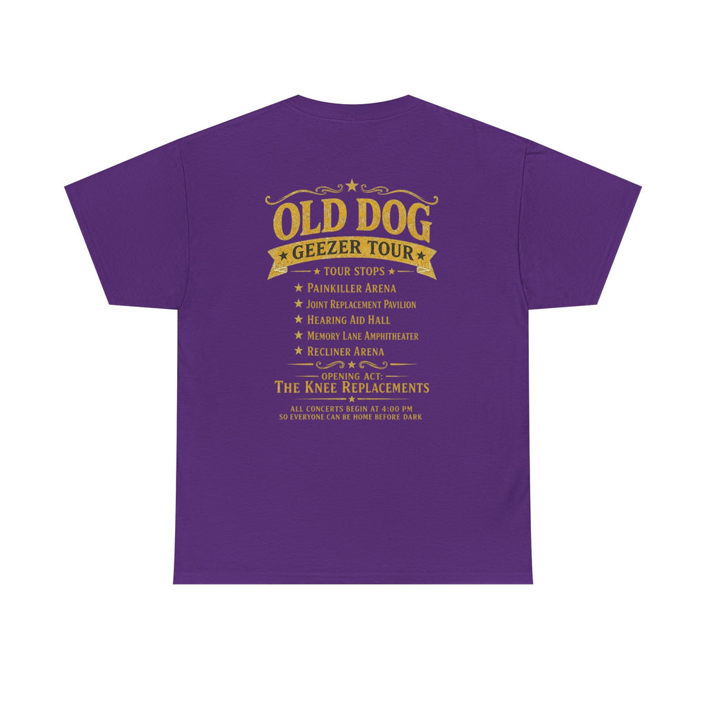 T-Shirt — "Old Dog" Retro Skull Design "Too Tough to Quit" Vintage Biker Tee