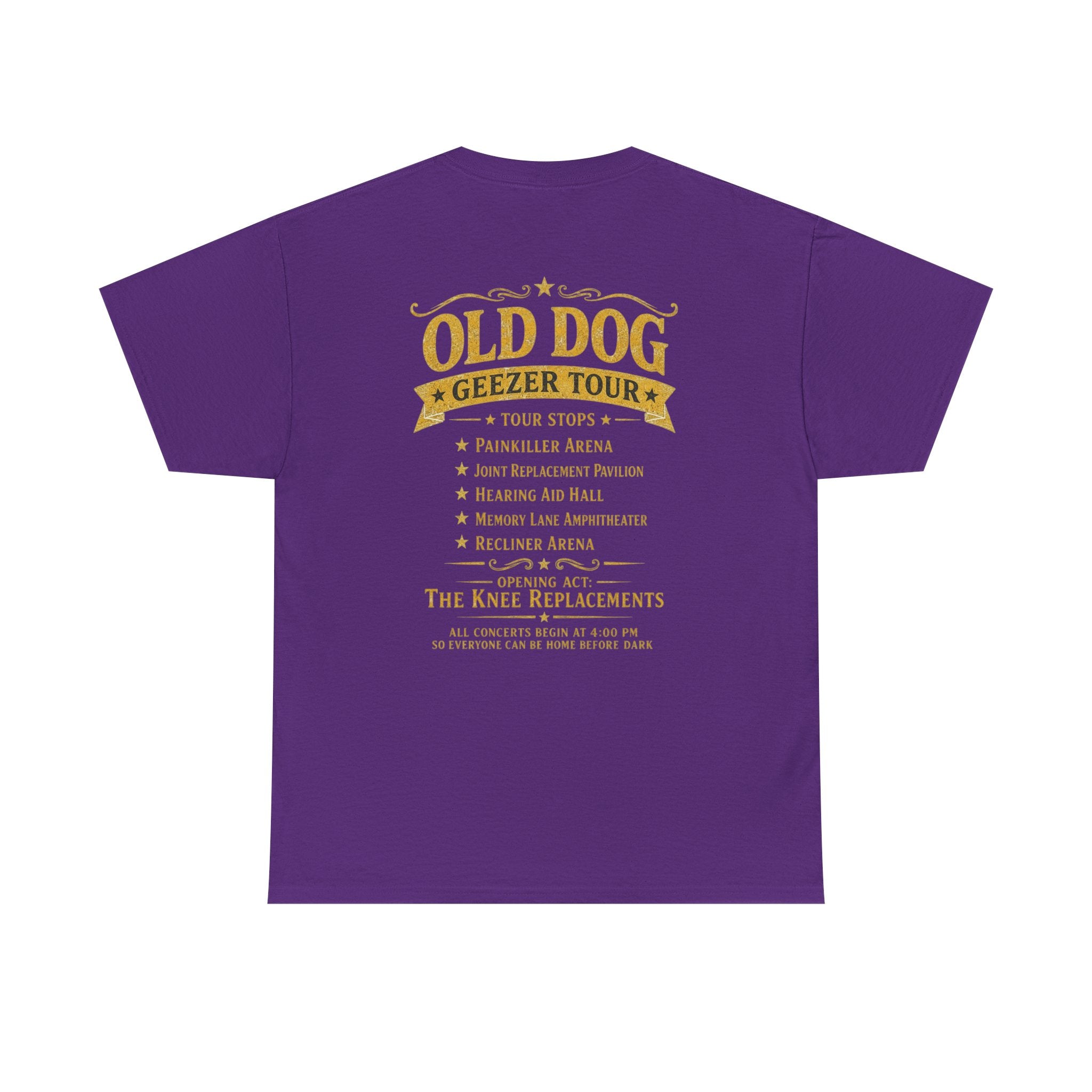 T-Shirt — "Old Dog" Retro Skull Design "Too Tough to Quit" Vintage Biker Tee