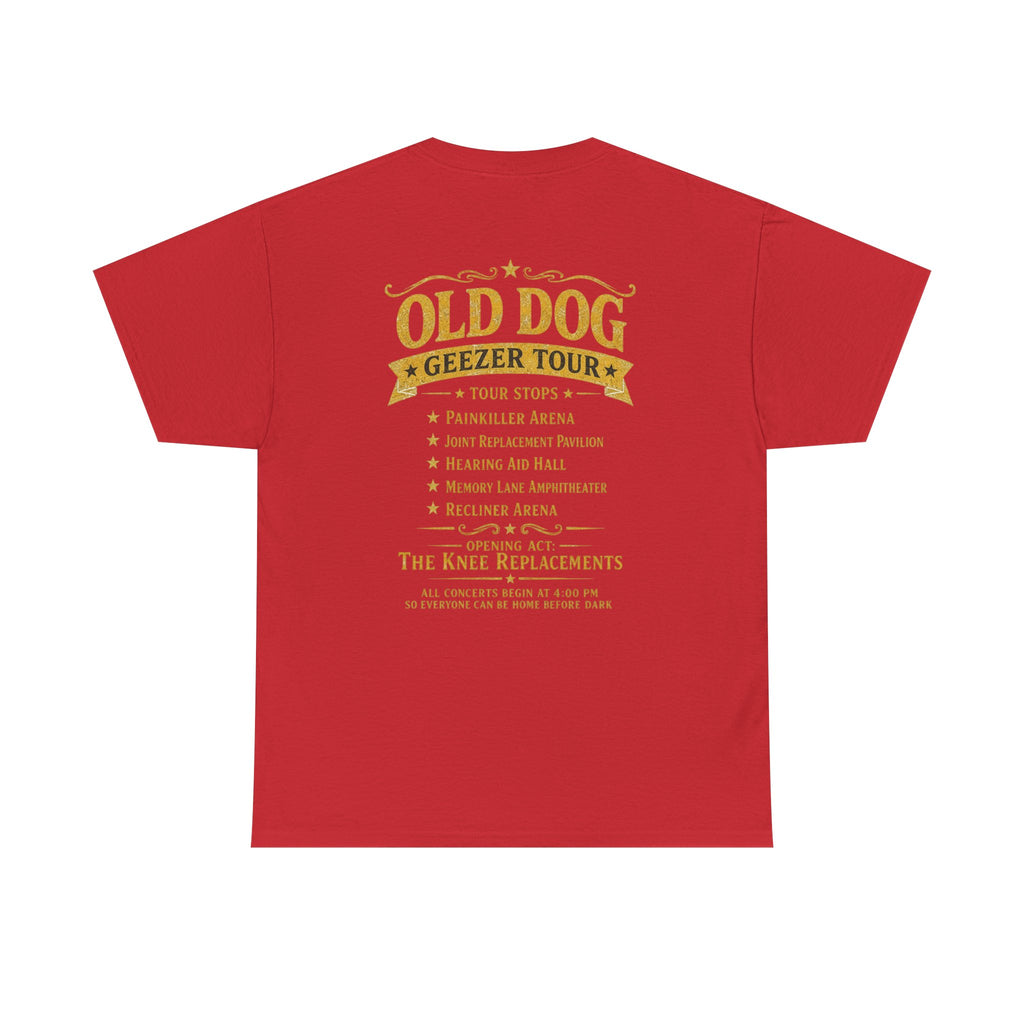 T-Shirt — "Old Dog" Retro Skull Design "Too Tough to Quit" Vintage Biker Tee