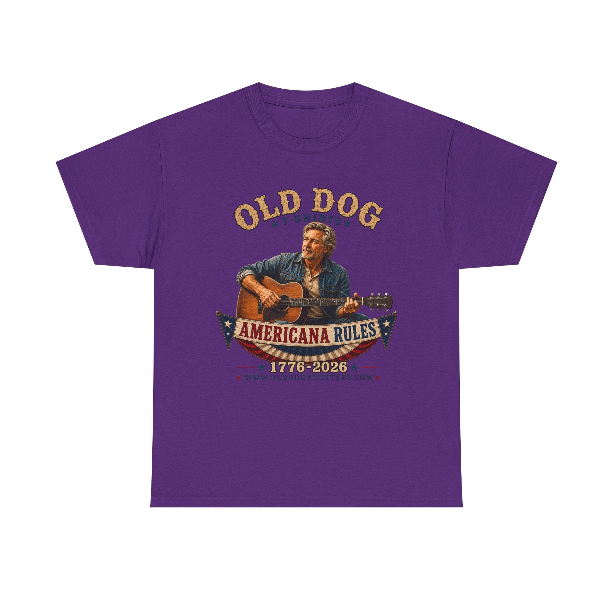 Americana Rules Tee — Old Dog Guitar Vintage Music T‑Shirt