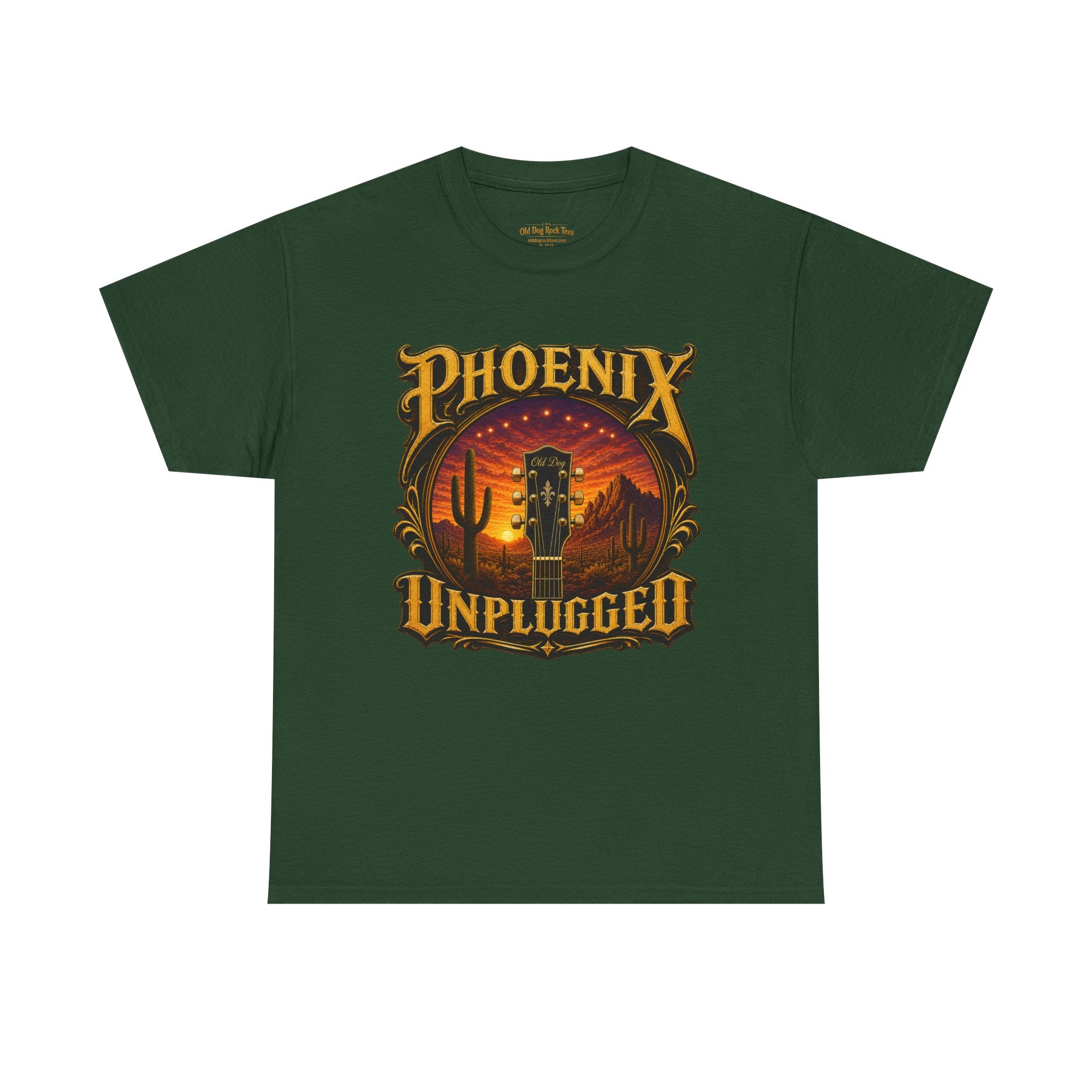 Phoenix Unplugged Tee — Desert Sunset Guitar Band Shirt