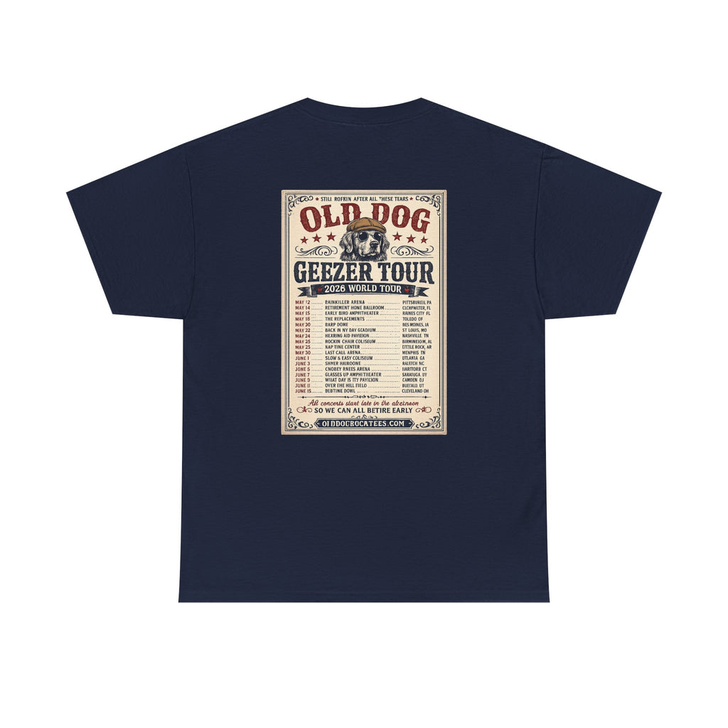 Old Dog Geezer Tour T-Shirt — Vintage Rock Tour Poster Tee