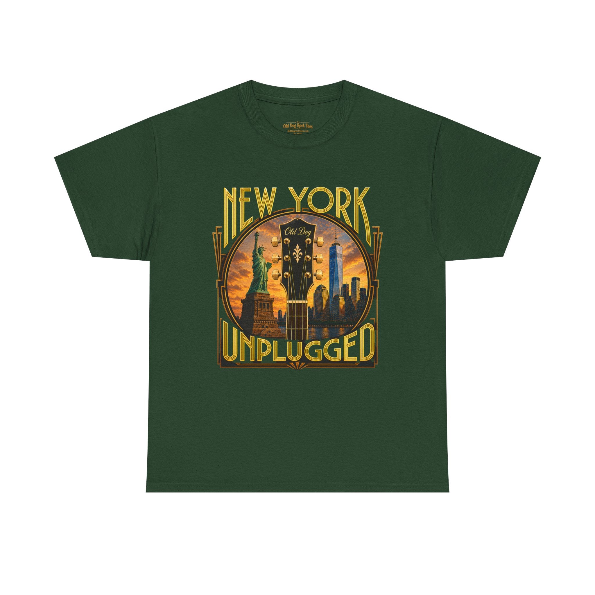 T-Shirt — "New York Unplugged" Vintage Skyline Music Tee