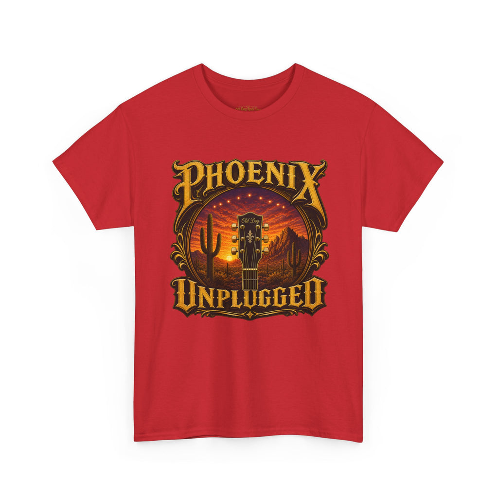 Phoenix Unplugged Tee — Desert Sunset Guitar Band Shirt