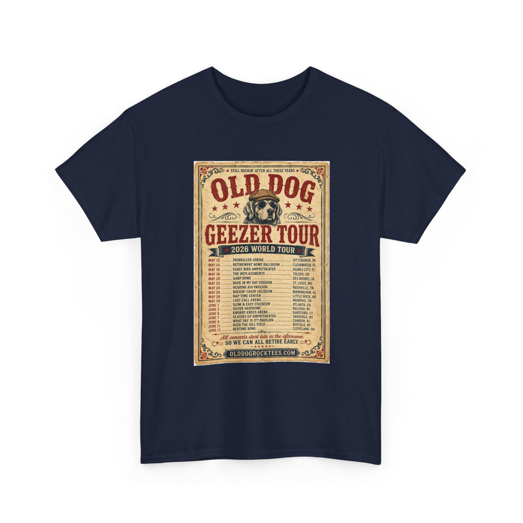 Old Dog Geezer Tour Vintage Concert Poster Tee