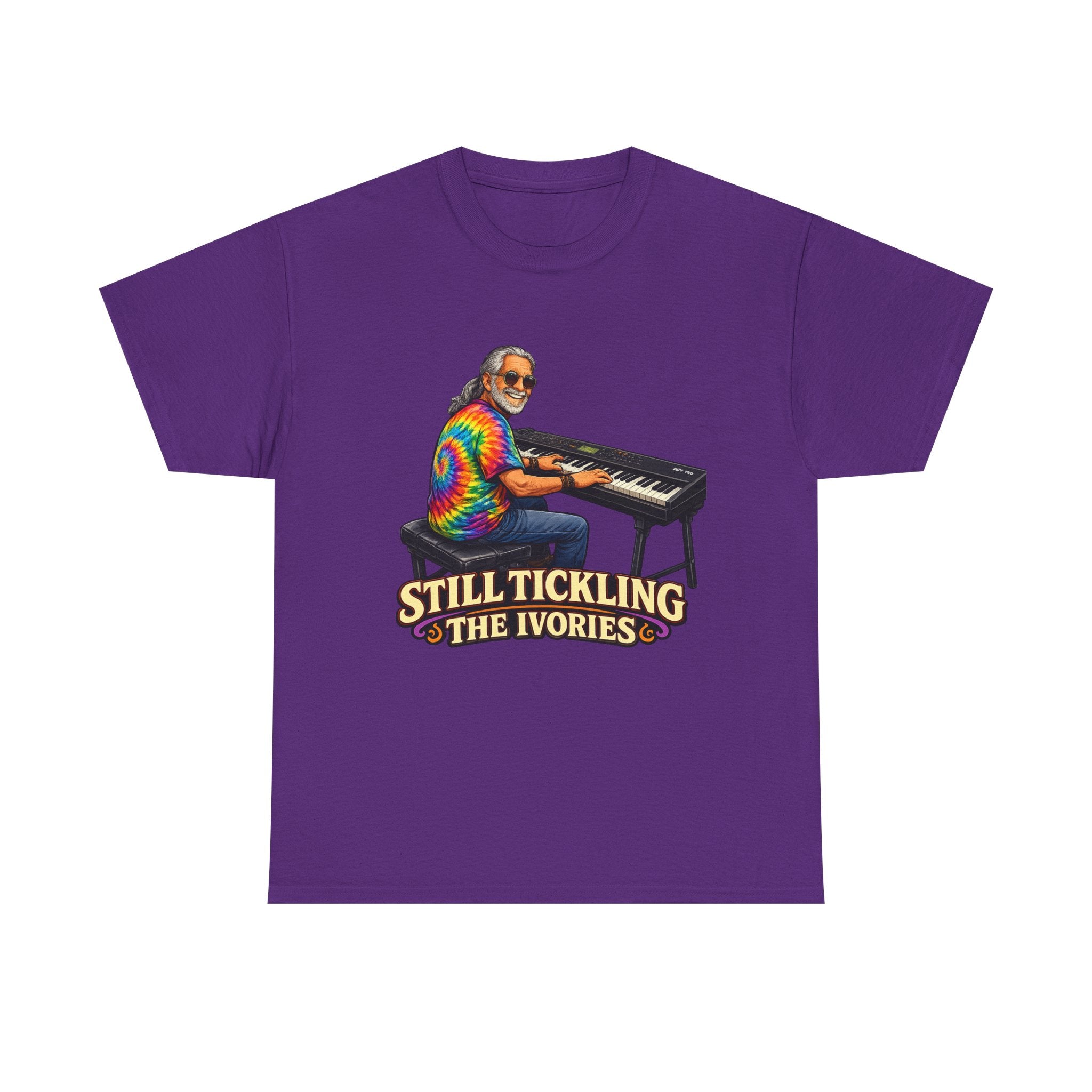 Still Tickling the Ivories T-Shirt — Retro Tie-Dye Keyboard Player Tee
