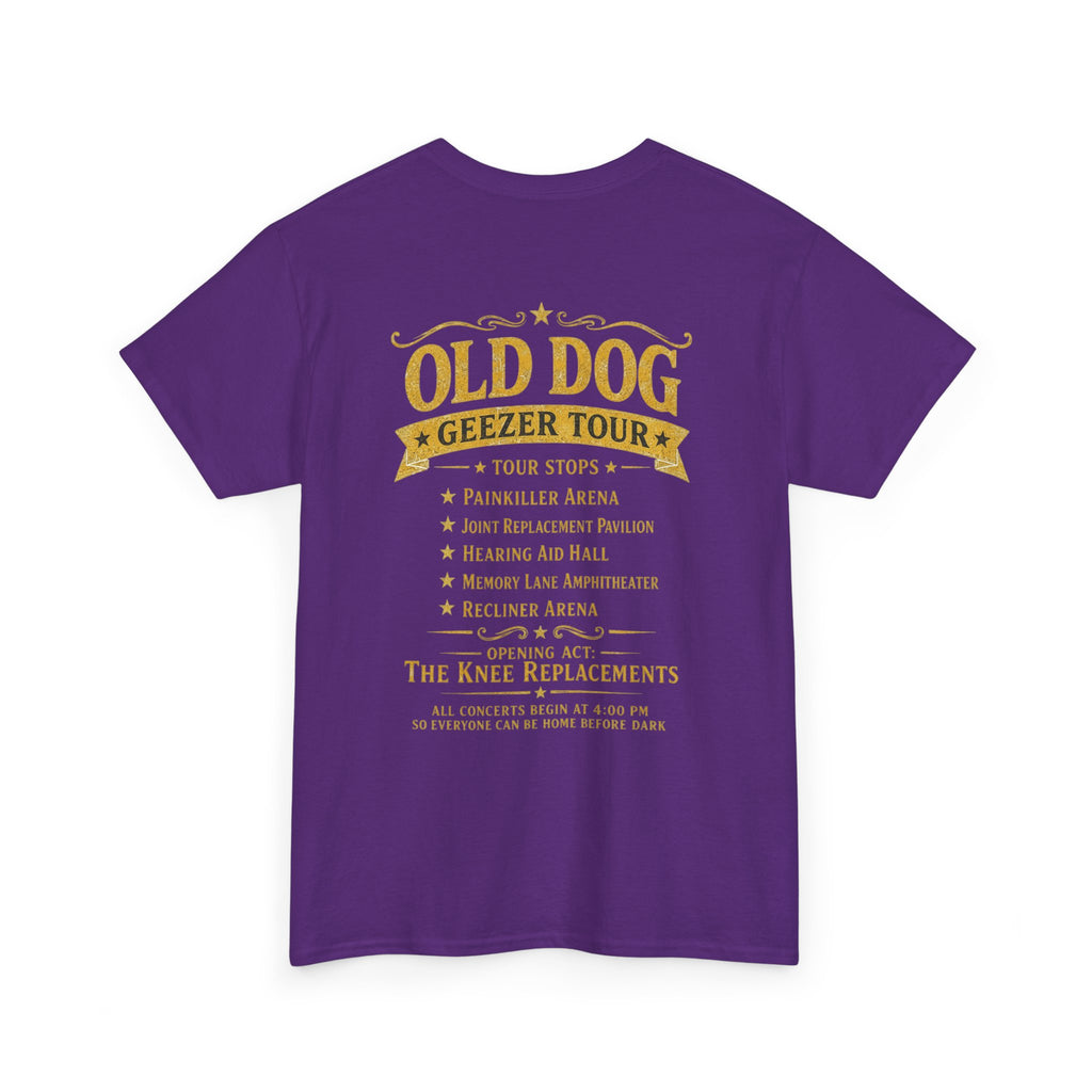 T-Shirt — "Old Dog" Retro Skull Design "Too Tough to Quit" Vintage Biker Tee