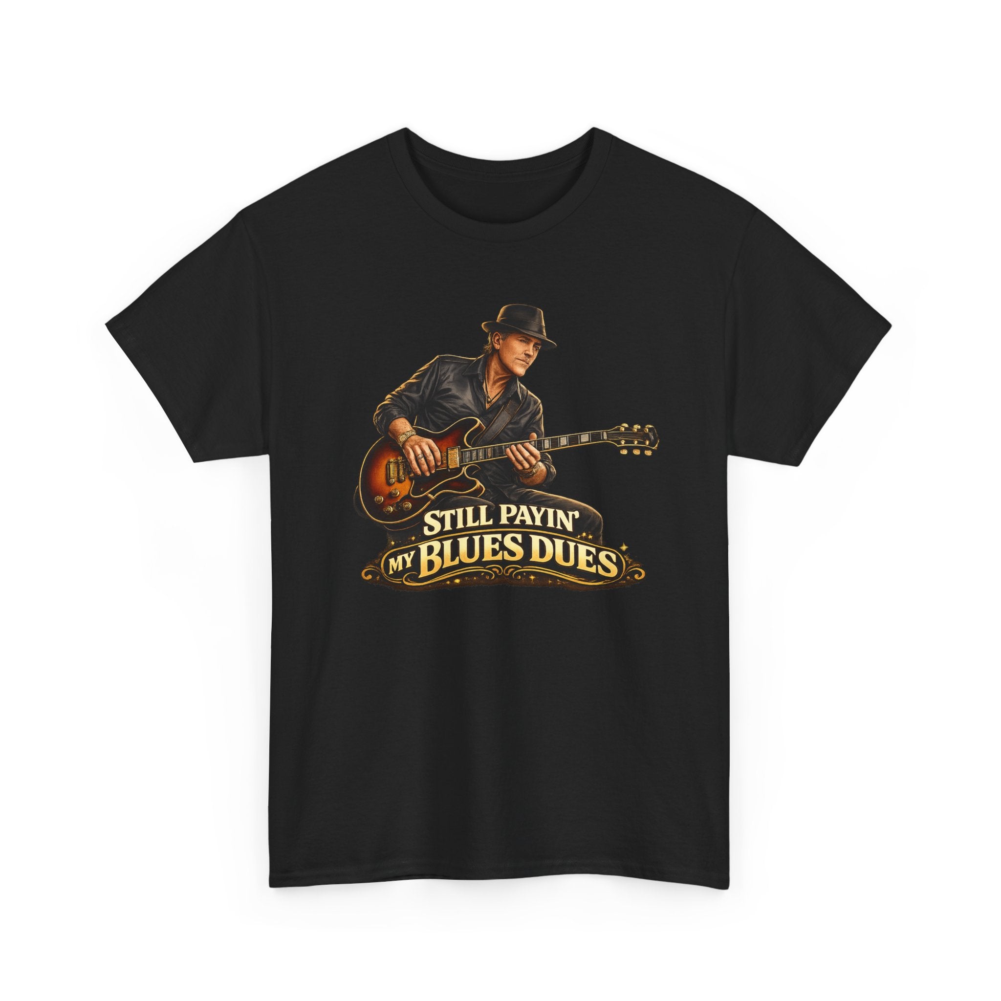 Blues Guitar Tee — "Still Payin' My Blues Dues" Vintage Music T-Shirt