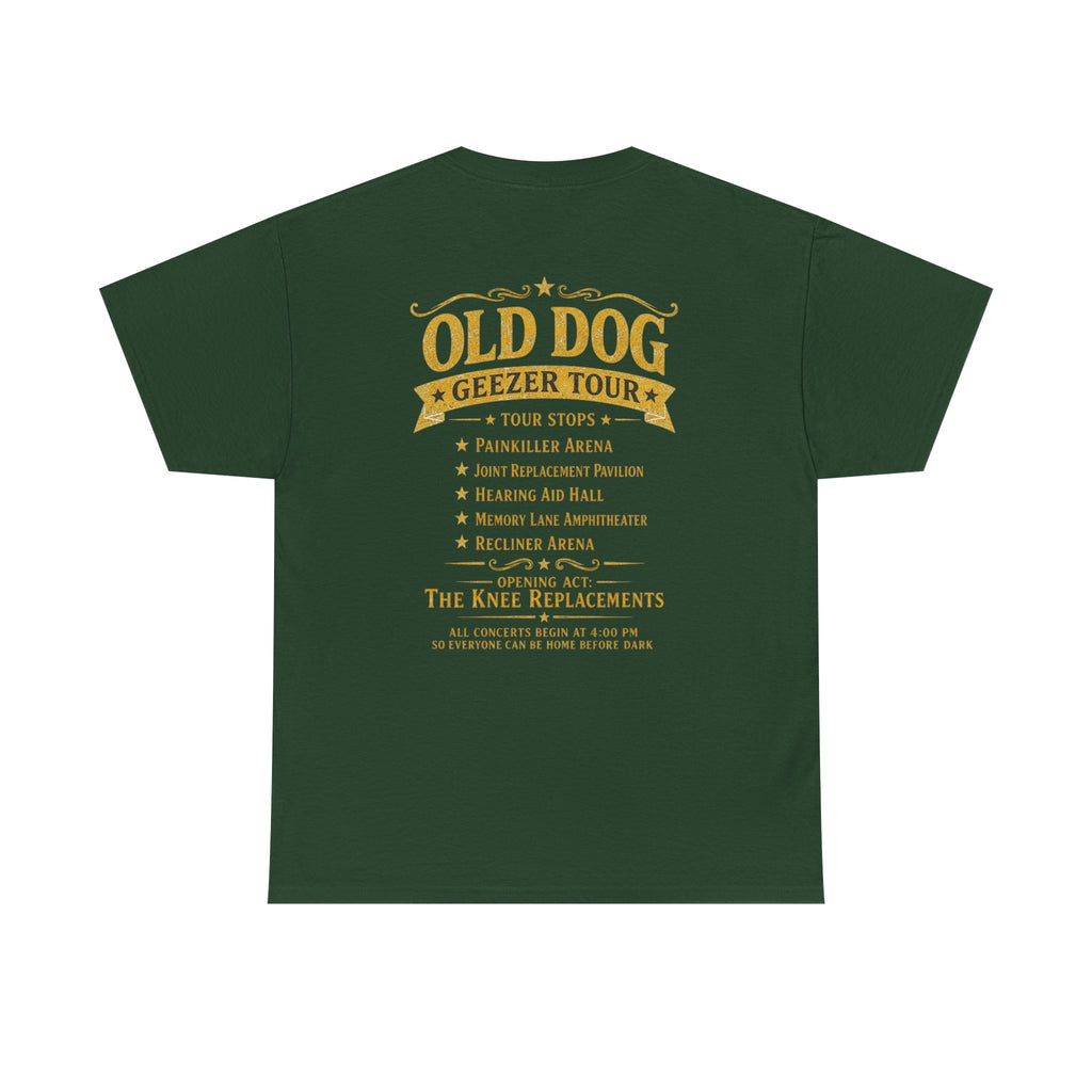 T-Shirt — "Old Dog" Retro Skull Design "Too Tough to Quit" Vintage Biker Tee
