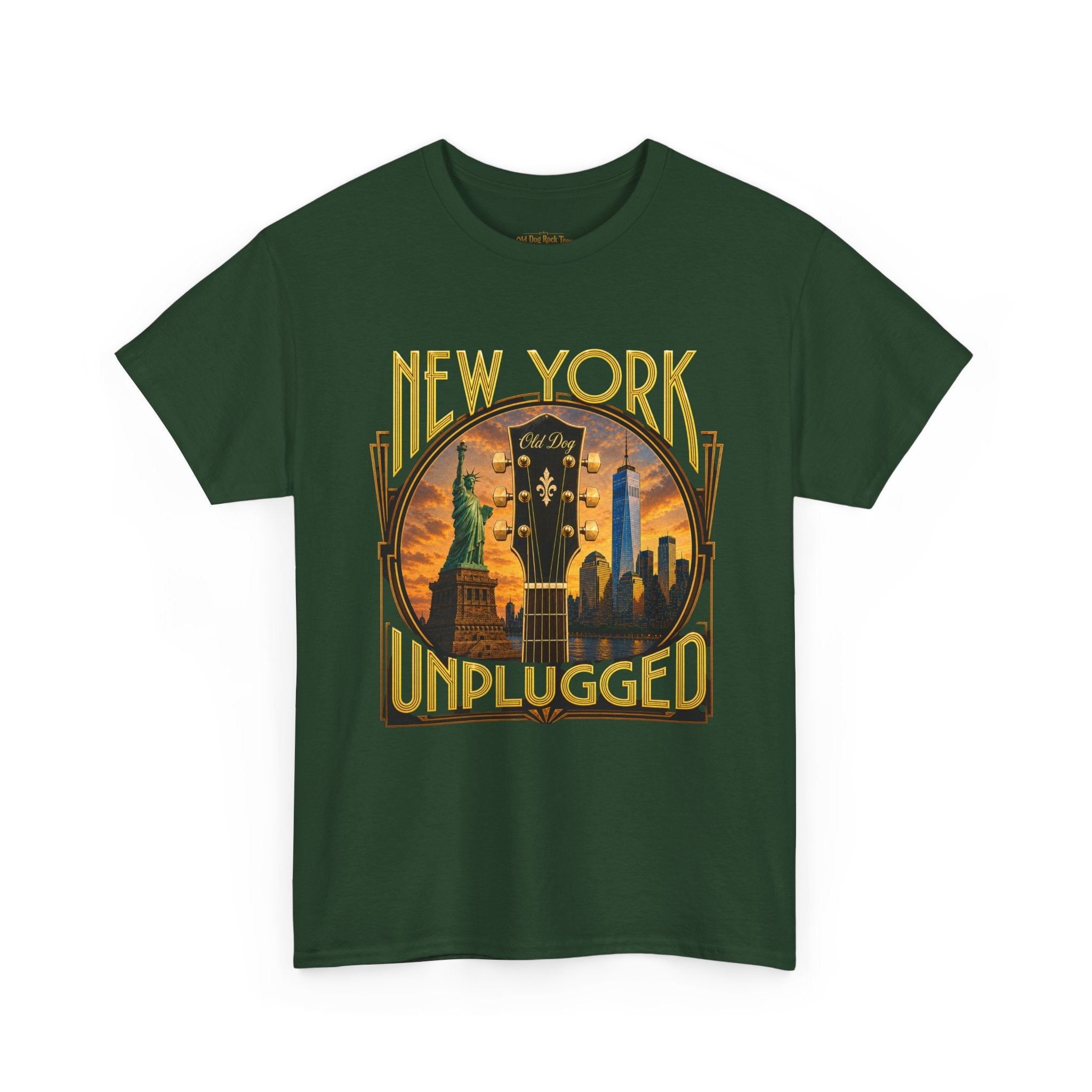 T-Shirt — "New York Unplugged" Vintage Skyline Music Tee